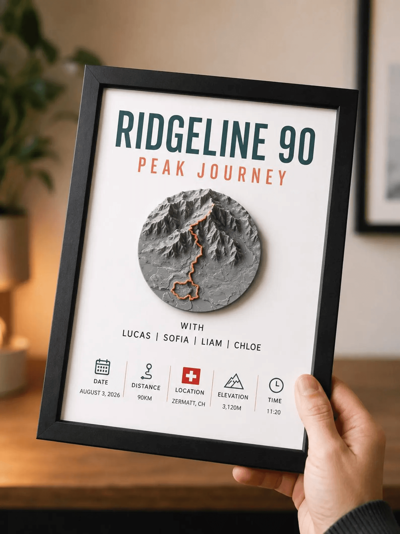 A framed 3Display route tile
